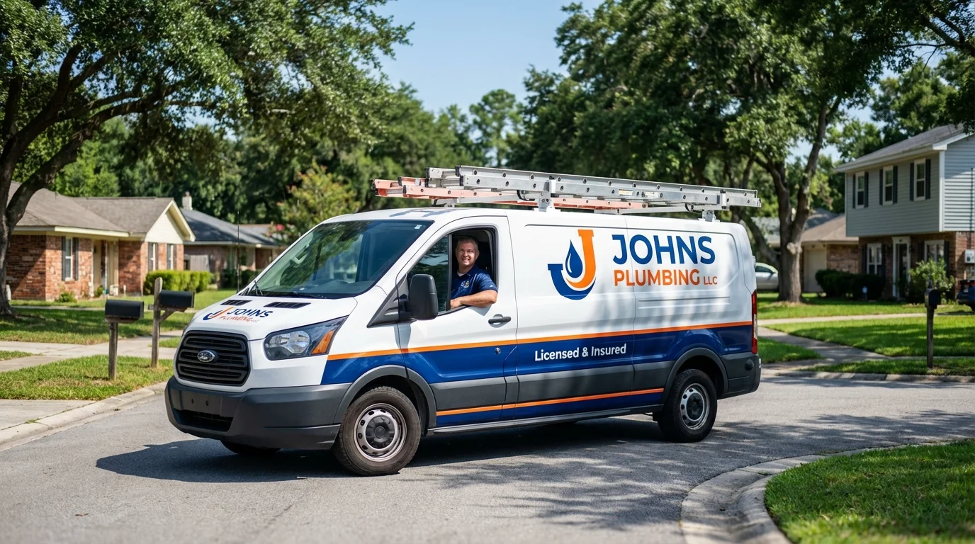 Johns Plumbing LLC service van in Medford, OR