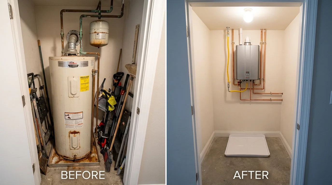 Tank water heater versus wall-mounted tankless unit comparison for Medford, OR homeowners